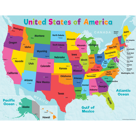 TEACHER CREATED RESOURCES Colorful United States of America Map Chart TCR7492